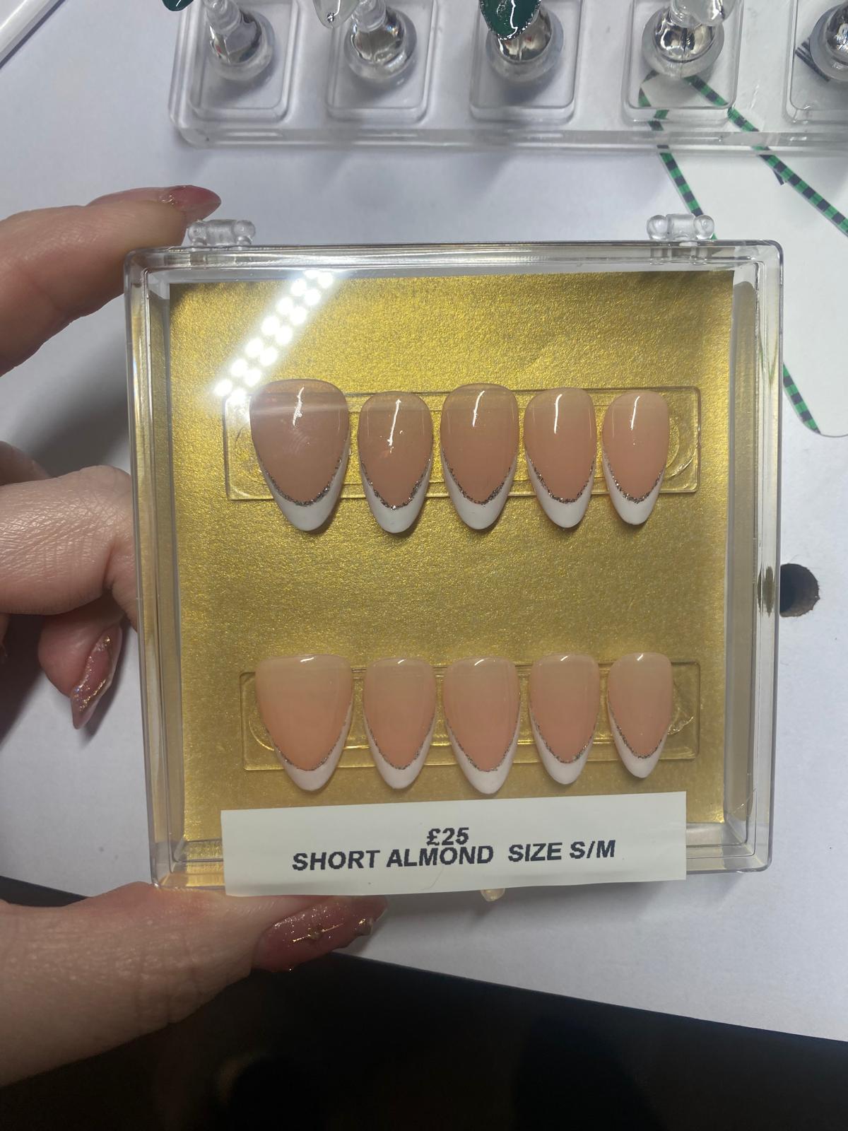 French glitter press on nails