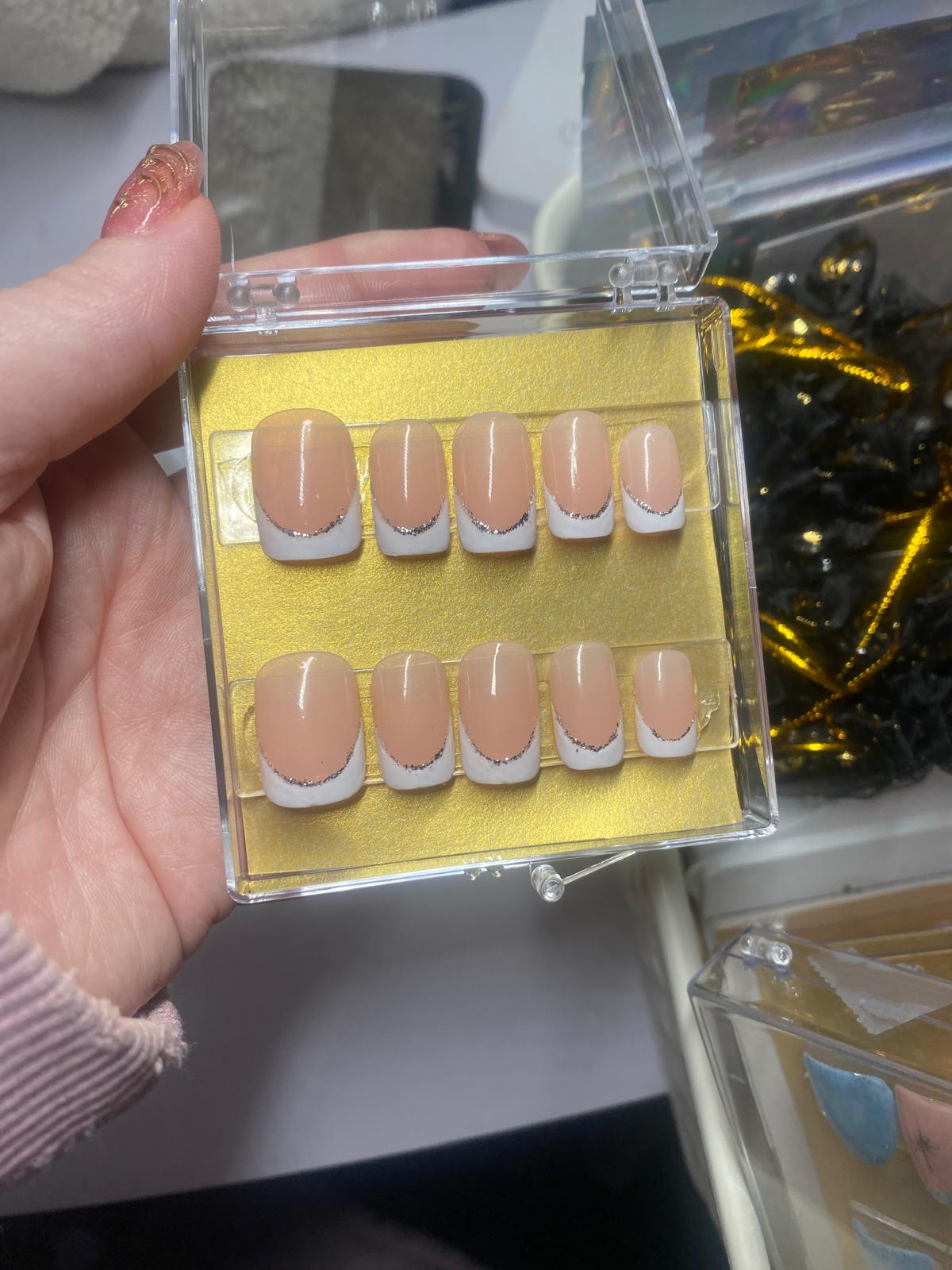 French glitter press on nails
