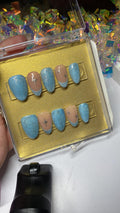 Blue cat eye press on nails