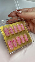Pink heart press on nails